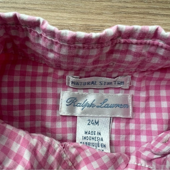 Ralph Lauren Baby Boys Gingham Cotton Short Sleeve Shirt sz 24 months - Picture 3 of 3